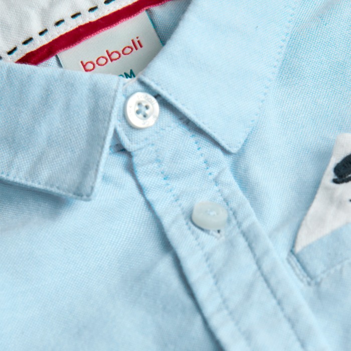 Camasa baiat, bumbac better cotton, maneca lunga, bleu, Boboli [3]