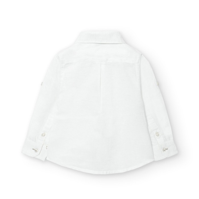 Camasa baiat cu maneca lunga reglabila, papion cu dungi bej in, alba, Boboli [2]