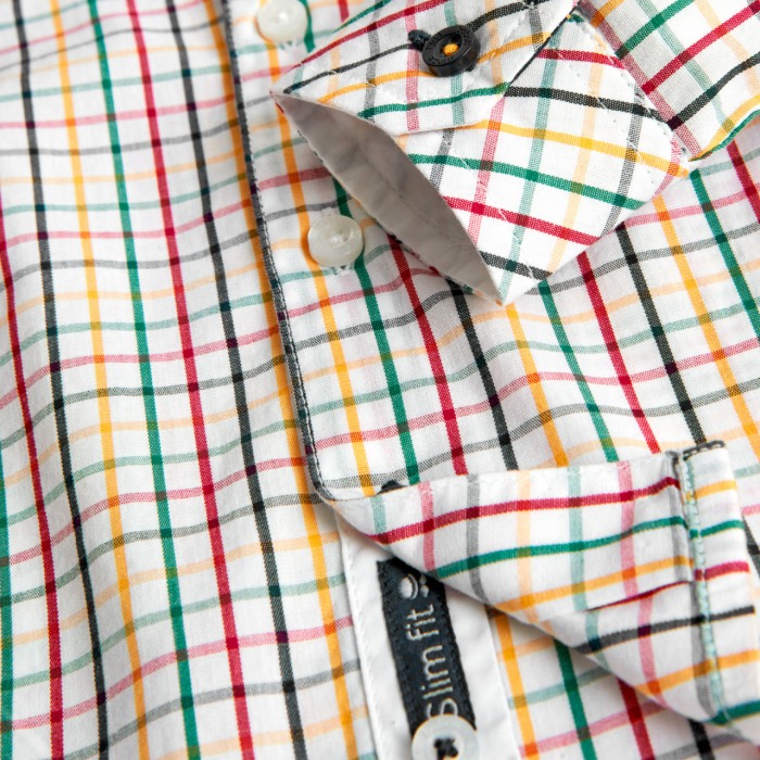 Camasa baiat maneca lunga bumbac, carouri, multicolor, Boboli [4]