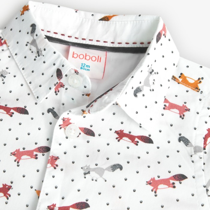 Camasa baieti, bumbac better cotton, imprimeu vulpi, brand Boboli [3]