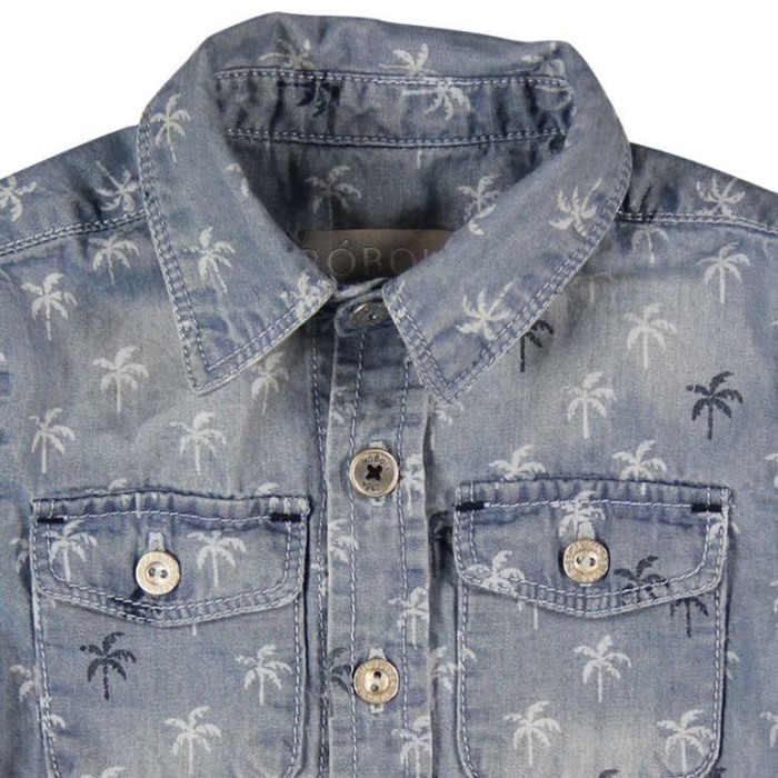 Camasa baieti jeans, imprimeu palmieri, Boboli [3]