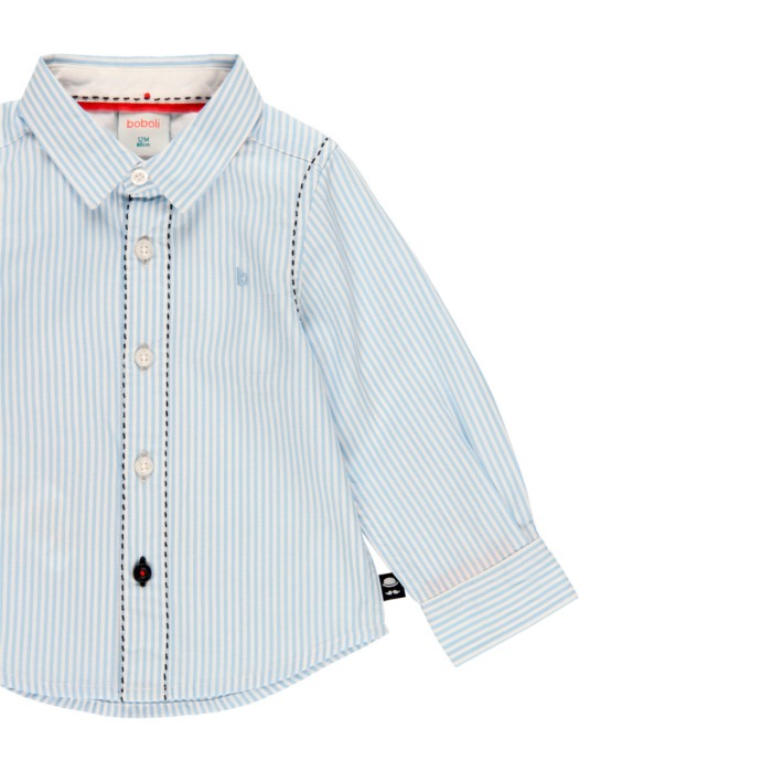 Camasa bumbac maneca lunga baiat, dungi bleu, Boboli [3]