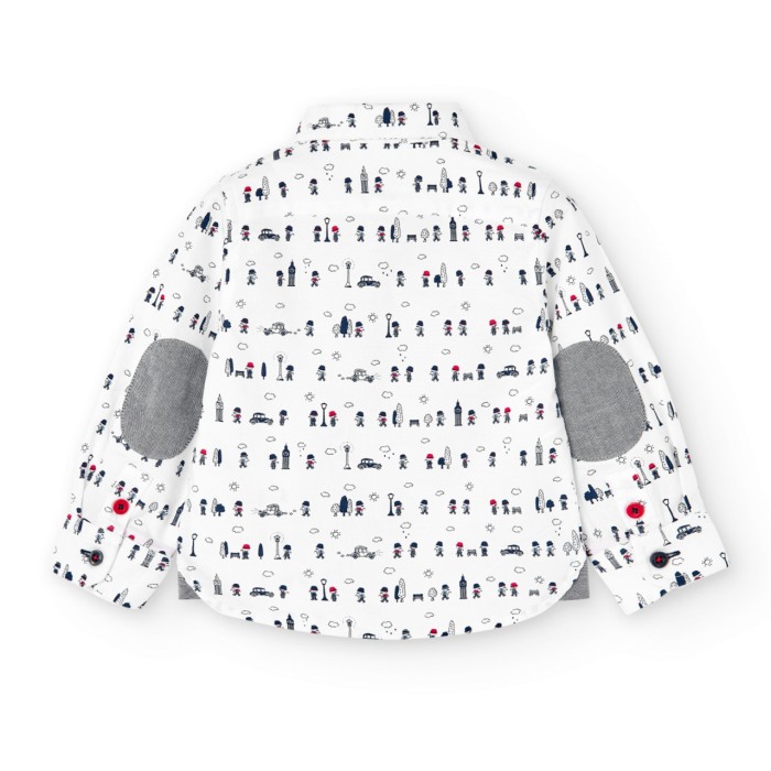 Camasa eleganta baiat, bumbac, imprimeu London, Boboli [2]