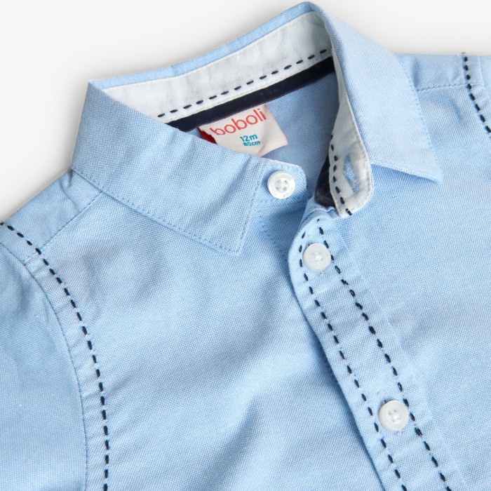 Camasa maneca lunga baieti, bumbac better cotton, blue, brand Boboli [3]