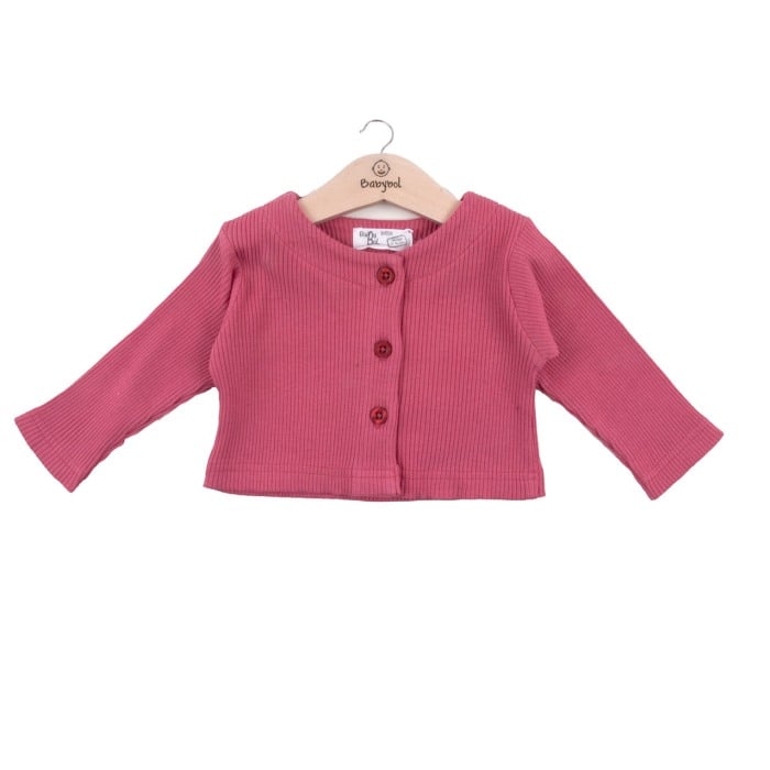 Cardigan fete cu maneca lunga, bumbac, fucsia, Babybol [1]