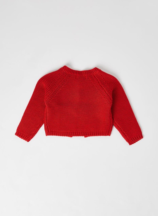 Cardigan fete tricotat, rosu, Babybol [2]