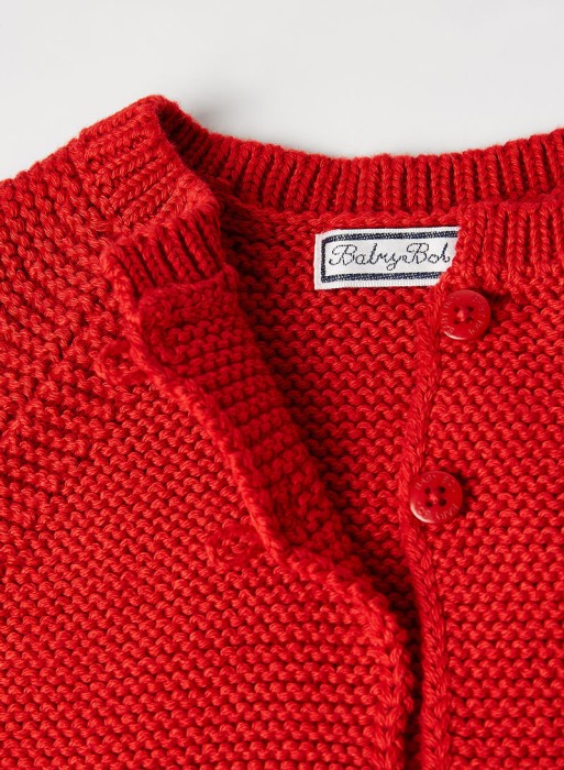 Cardigan fete tricotat, rosu, Babybol [4]