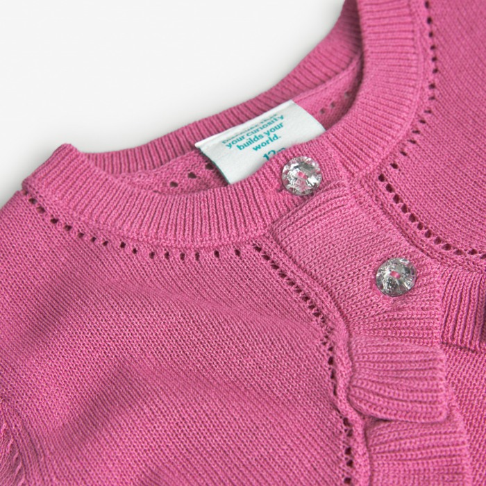 Cardigan tricot fetite, fucsia, Boboli [3]