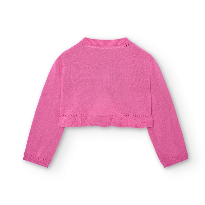 Cardigan tricot fetite 1-8 ani, volanase, culoare fucsia, brand Boboli [2]