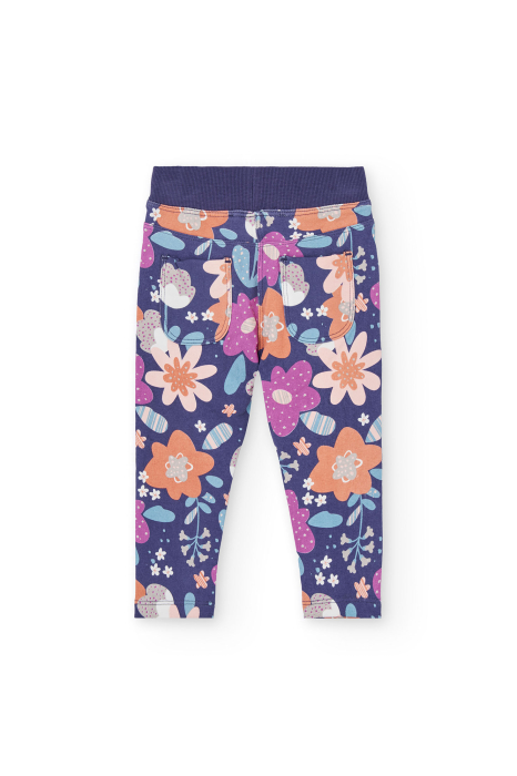Colant fetite 1-8 ani, bumbac vatuit, imprimeu floral, mov, brand BOBOLI [2]