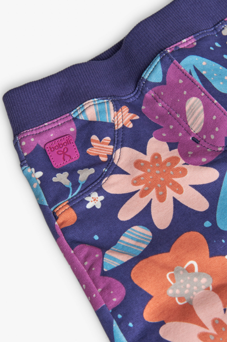 Colant fetite 1-8 ani, bumbac vatuit, imprimeu floral, mov, brand BOBOLI [3]