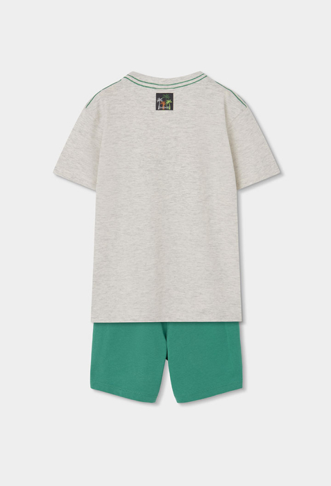 Compleu 2 piese vara baieti 1-10 ani ani, tricou cu bermuda verde, gri, brand Boboli [2]