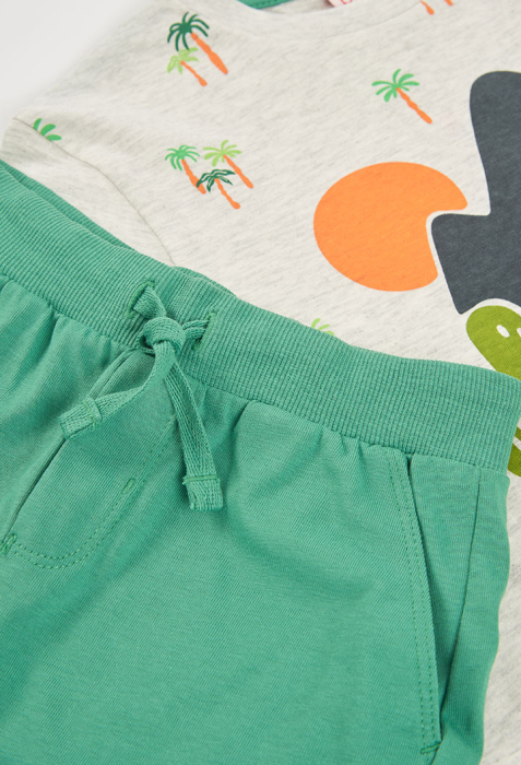 Compleu 2 piese vara baieti 1-10 ani ani, tricou cu bermuda verde, gri, brand Boboli [8]