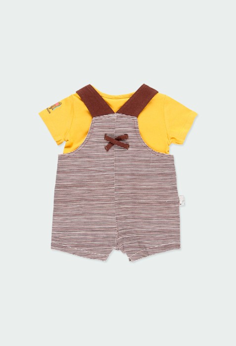 Compleu bebe baiat 0-24 luni , bumbac organic, salopeta cu tricou, Boboli [2]