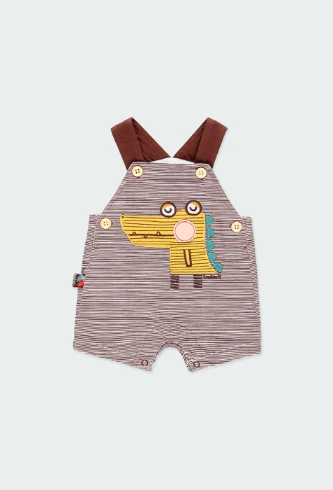 Compleu bebe baiat 0-24 luni , bumbac organic, salopeta cu tricou, Boboli [3]
