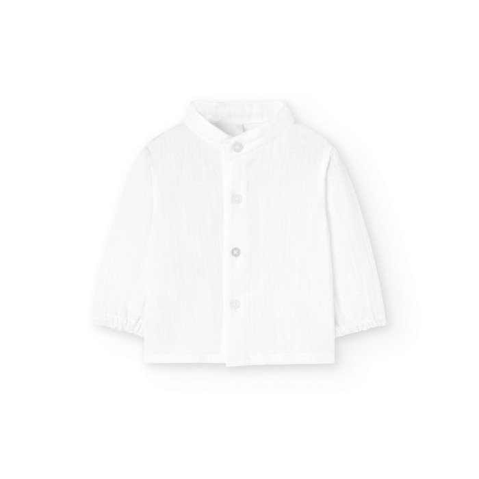 Compleu bebe baiat, camasa muselina alba cu salopeta in, Boboli [3]