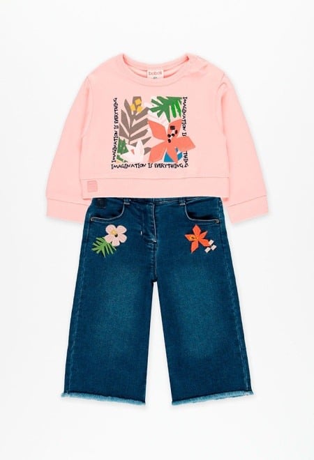 Compleu fete 2 piese, bluza maneca lunga si blugi evazati, brand Boboli [1]