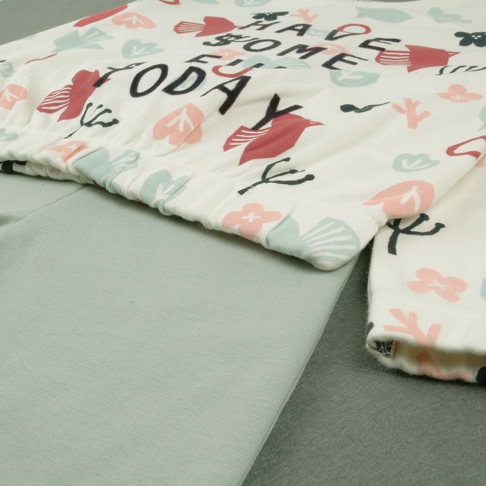 Compleu fete bumbac vatuit, bluza cu colant turcoaz, brand Babybol [3]