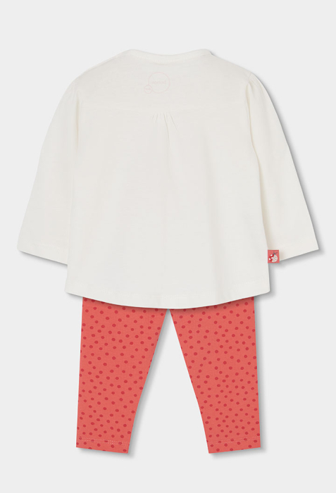 Compleu fetite bumbac , tricou maneca lunga gargarita si colant buline, brand Boboli [2]