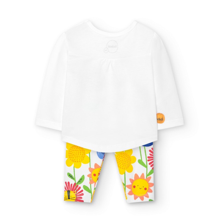 Compleu fetite, bumbac, tricou maneca lunga si colanti, imprimeu floral, Boboli [2]