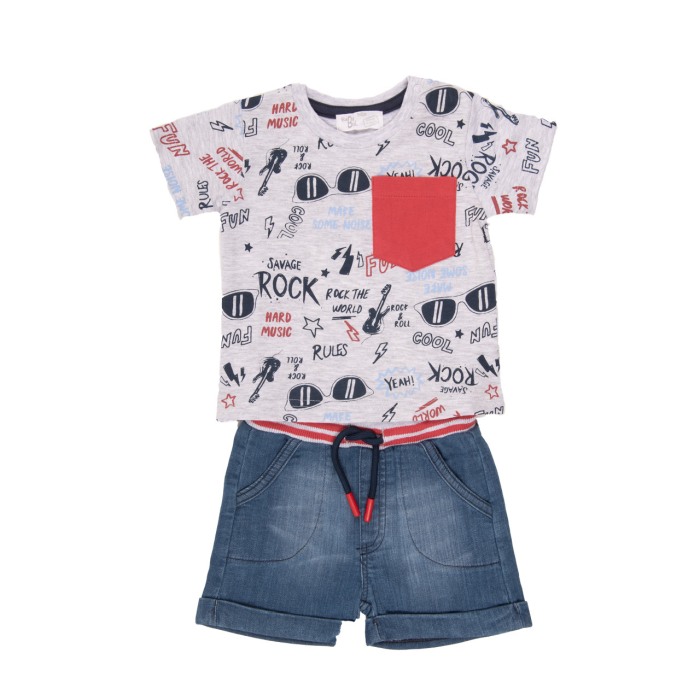 Compleu vara baiat, tricou maneca scurta si blugi scurti, Babybol [1]