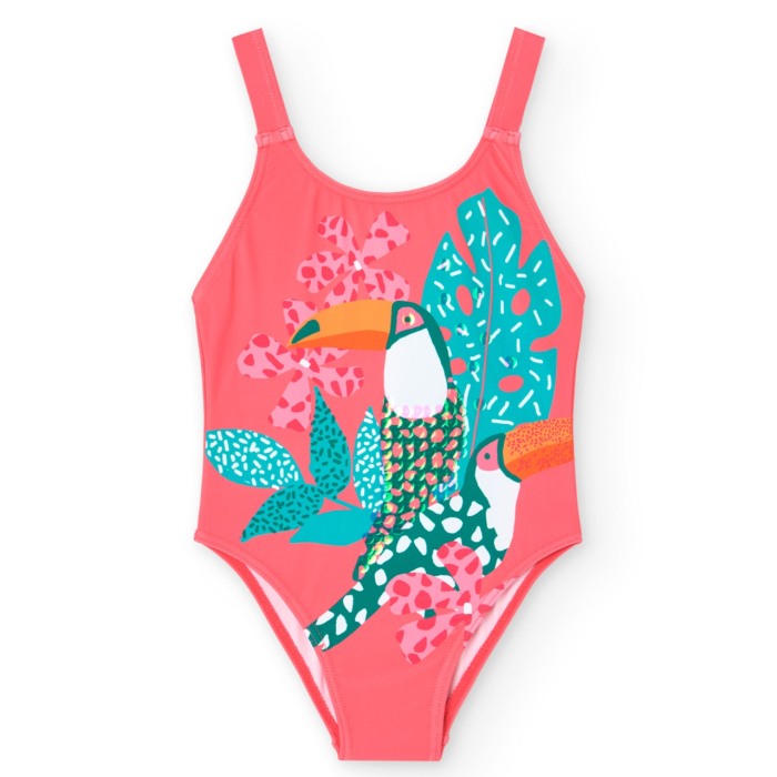 Costum baie intreg fete, imprimeu papagal, multicolor, brand BOBOLI [1]