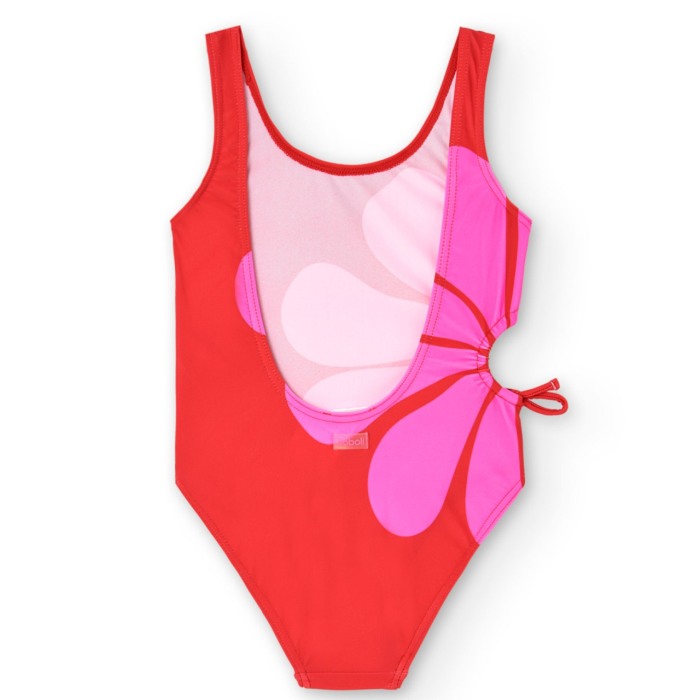 Costum baie intreg fetite, imprimeu floral roz ciclam, rosu, brand BOBOLI [2]