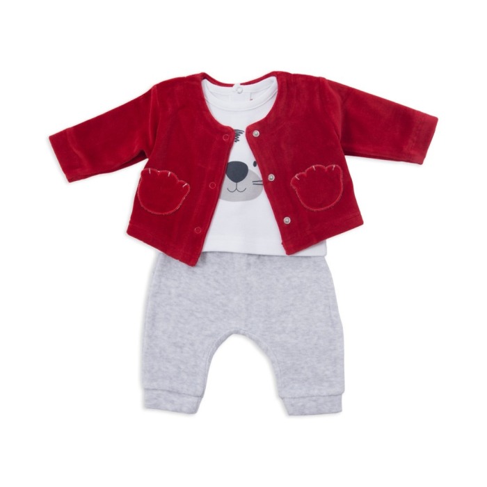 Costumas 3 piese pentru baiat bebe ,rosu , Babybol [1]