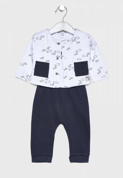 Costumas bebe 3 piese, imprimeu pestisori, Babybol [1]