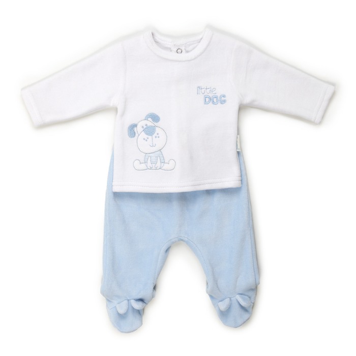 Costumas nou nascut, tricou si pantalonas cu botosei, bleu/alb, Babybol [1]