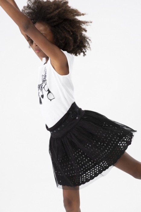 Fusta brodata cu tulle negru, fete 4-16 ani, gama CHIC, Boboli [1]