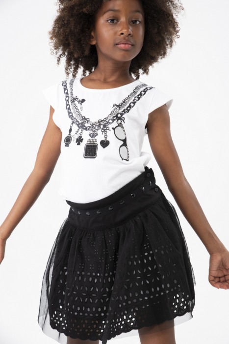Fusta brodata cu tulle negru, fete 4-16 ani, gama CHIC, Boboli [6]