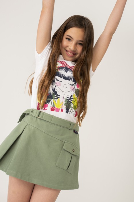 Fusta fete din bumbac, kaki, Boboli [4]