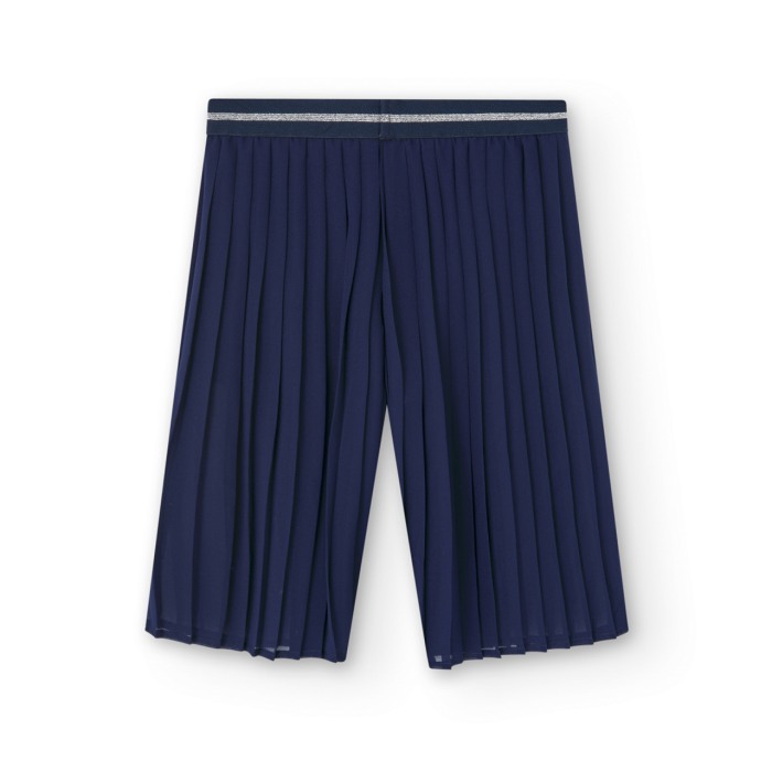 Fusta pantaloni fete, chifon, plisee, albastru marin, BOBOLI [3]