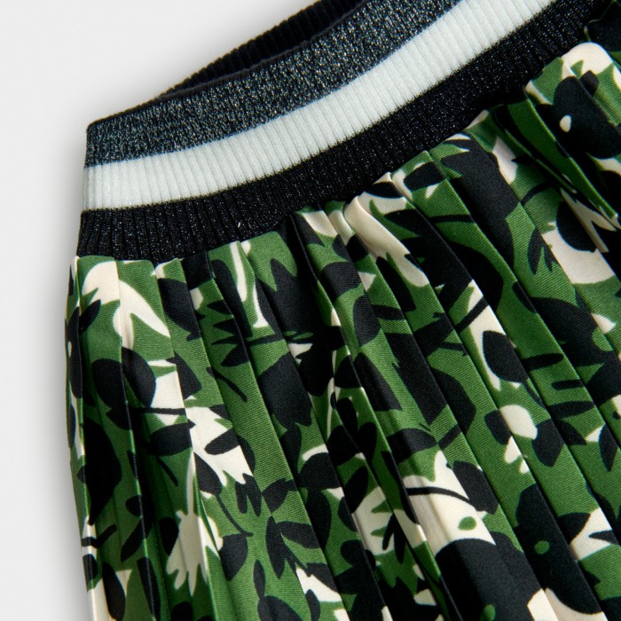 Fusta plisata fete 4-16 ani,imprimeu floral, verde, Boboli [3]