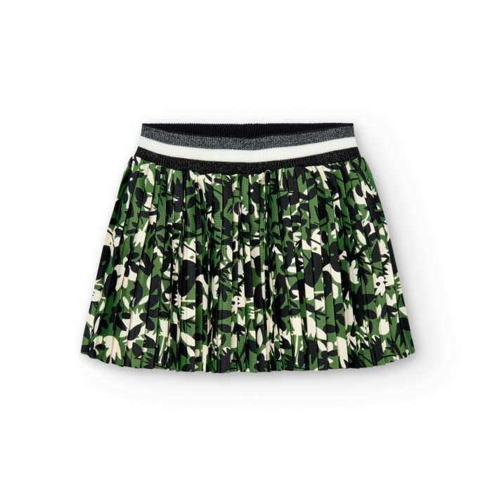 Fusta plisata fete 4-16 ani,imprimeu floral, verde, Boboli [1]