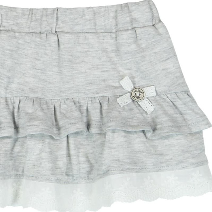 Fusta sport bebe fete,  bumbac, volanase broderie sparta,  gri , Boboli [3]