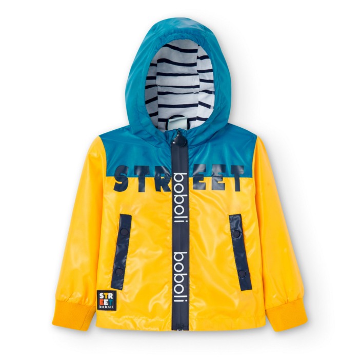 Geaca baiat antivant cu gluga, galbena, Boboli [3]