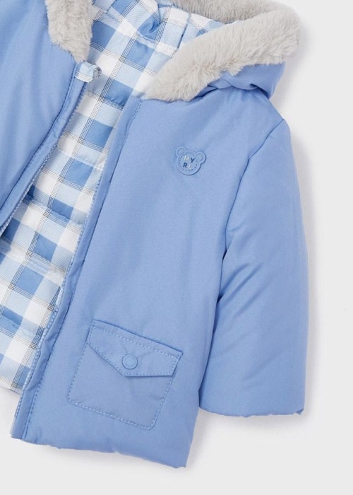 Geaca bebe baiat, reversibila, carouri, blue [5]
