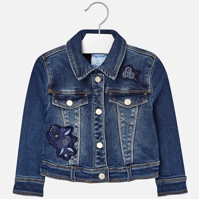 Geaca denim cu broderie fete Mayoral Albastru [3]