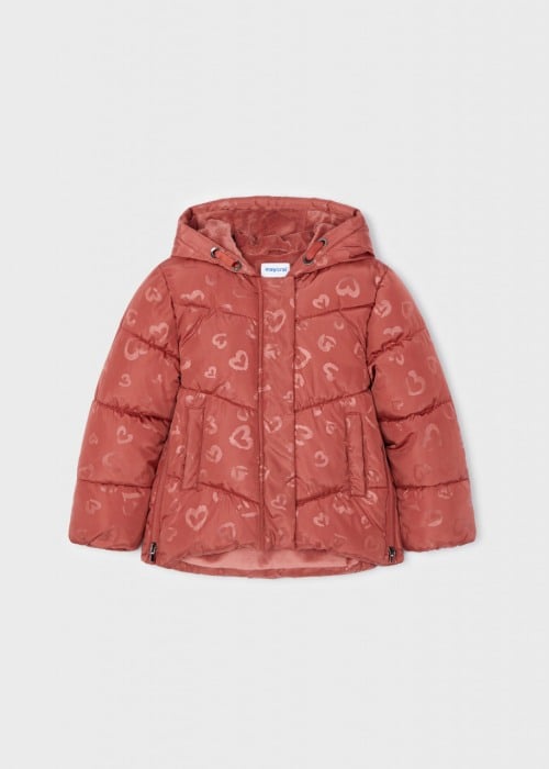 Geaca fete matlasata cu gluga, caramizie [1]