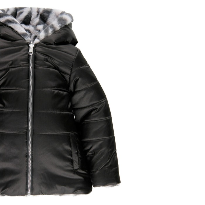 Geaca fete reversibila cu blanita, animal print, Boboli [9]