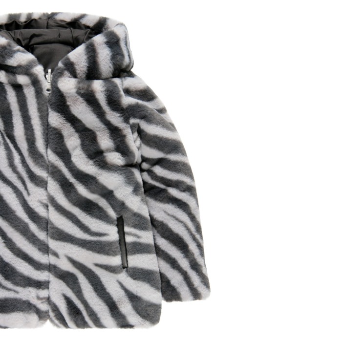 Geaca fete reversibila cu blanita, animal print, Boboli [10]