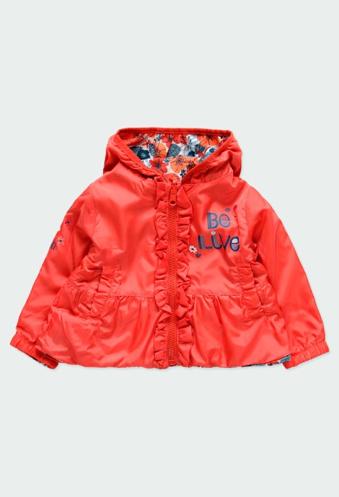 Geaca fete reversibila, imprimeu floral, corai, Boboli [1]