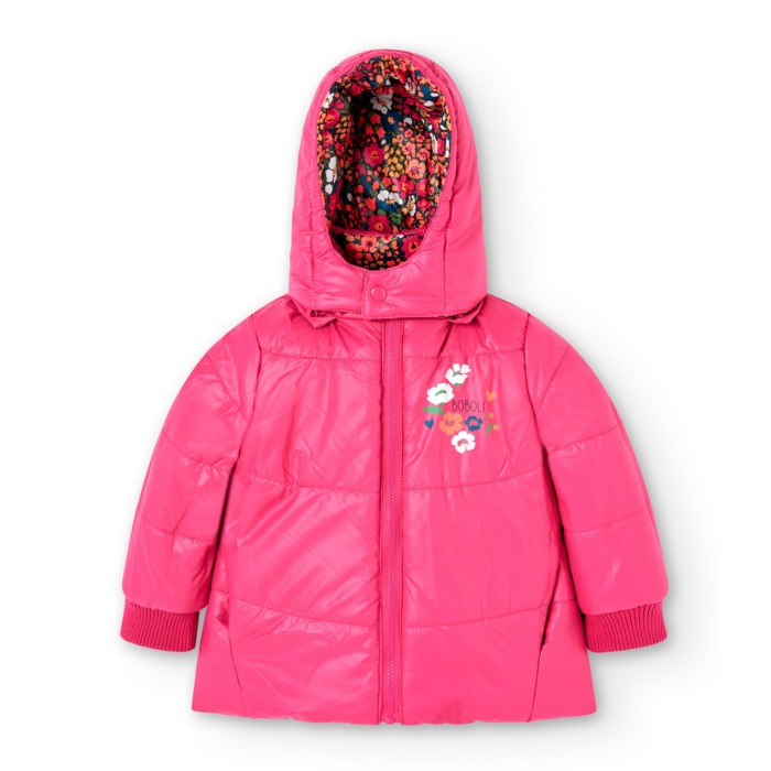 Geaca fete reversibila, imprimeu floral, fucsia, Boboli [5]