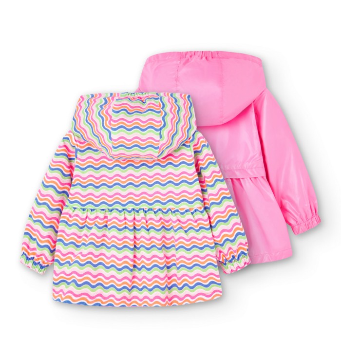 Geaca fetite cu gluga, reversibila, antivant, roz, Boboli [2]