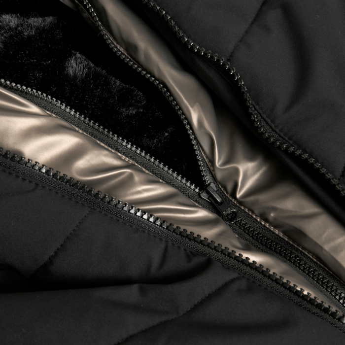 Geaca lunga fete 4-14 ani, model lung, captuseala blanita, neagra, brand Boboli [4]