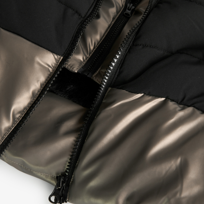 Geaca lunga fete 4-14 ani, model lung, captuseala blanita, neagra, brand Boboli [3]