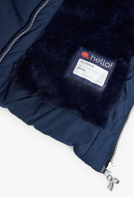 Geaca lunga fete 4-16 ani, gluga detasabila cu blanita, albastru sidefat, Boboli [5]