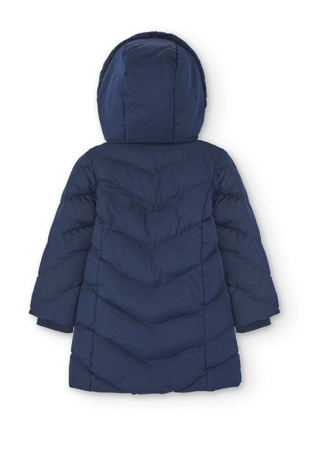 Geaca lunga fete 4-16 ani, gluga detasabila cu blanita, albastru sidefat, Boboli [7]